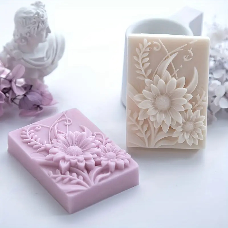Candle Making Tutorial - 3D フラワースクエア石鹸シリコーン型長方形手作り香りキャンドル金型 DIY 手作りクラフト石鹸製作用型