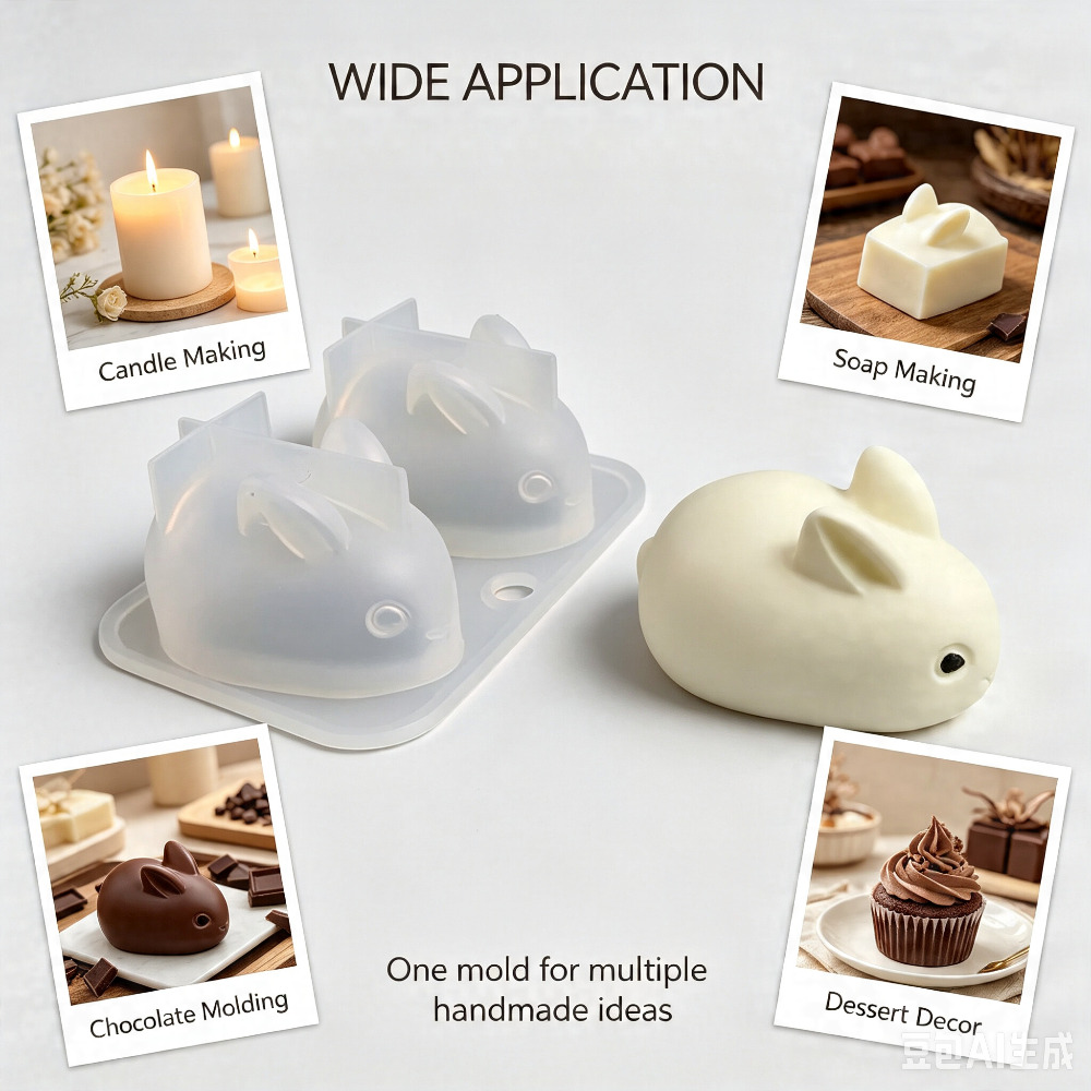 3D ミニウサギシリコンモールド食品グレード 2 キャビティ - Candle Making Tutorial のレビューと価格