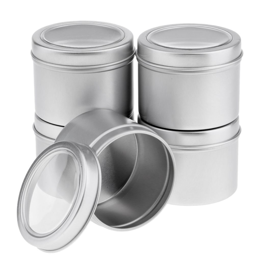 丸型アルミ製の空き容器（60ml）。ねじ式の蓋が付いており、 - Tin Container Lid のレビューと価格