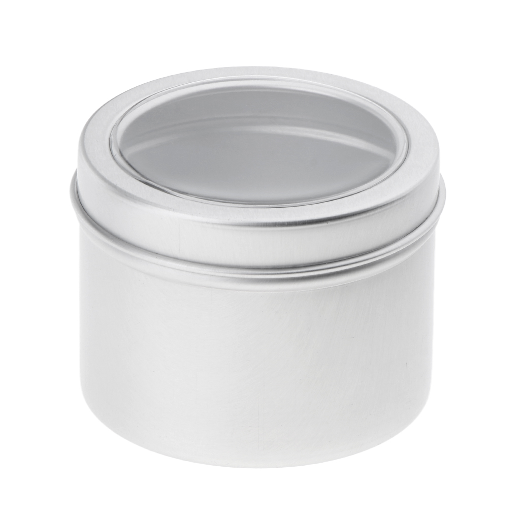 丸型アルミ製の空き容器（60ml）。ねじ式の蓋が付いており、 - Tin Container Lid のレビューと価格