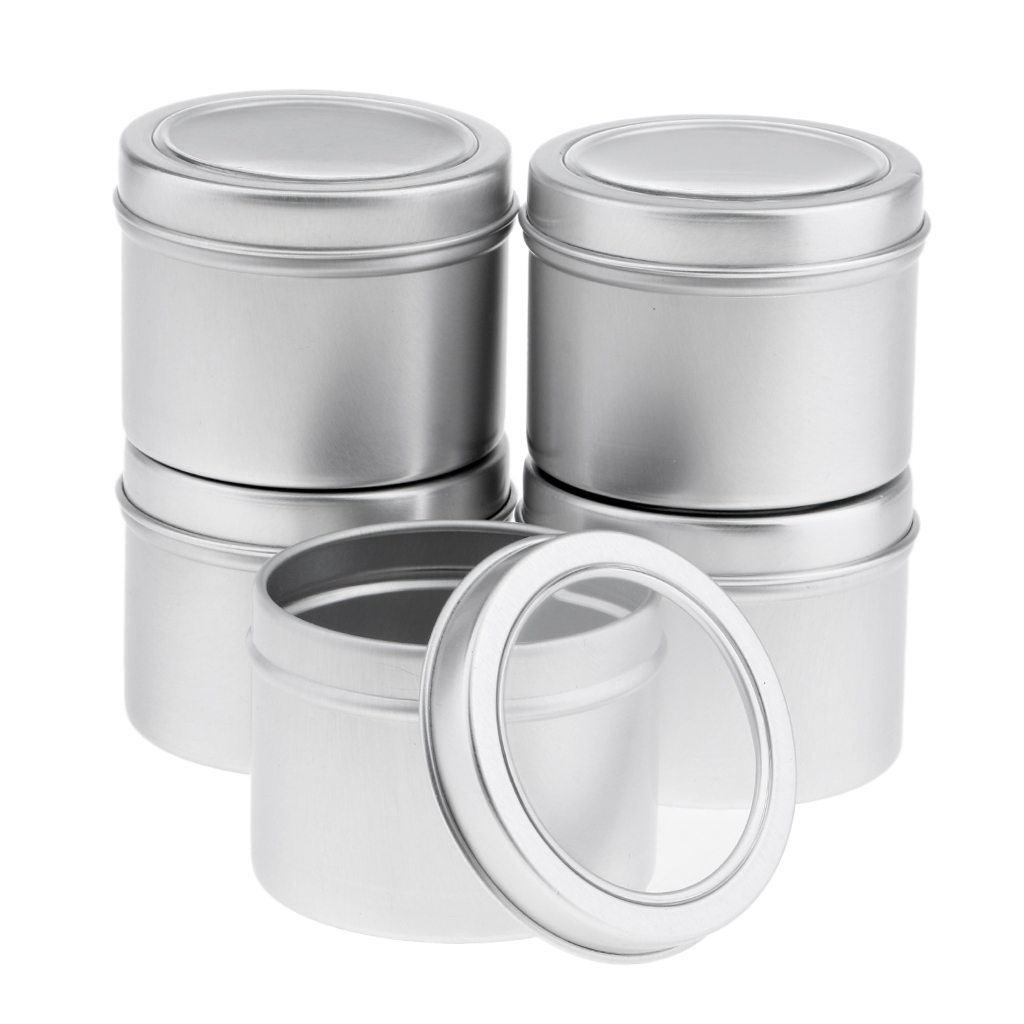 丸型アルミ製の空き容器（60ml）。ねじ式の蓋が付いており、 - Tin Container Lid のレビューと価格