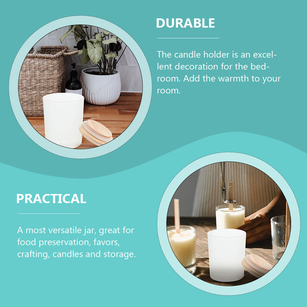 木製の蓋が付いた、詰め替え可能なガラス瓶。アロマキャンドルや - Candle Making Jars With Lids のレビューと価格