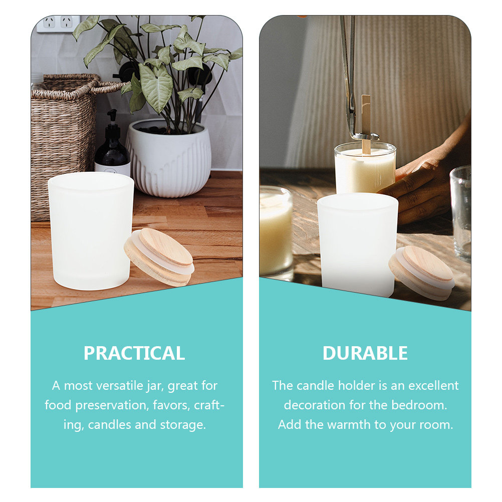 木製の蓋が付いた、詰め替え可能なガラス瓶。アロマキャンドルや - Candle Making Jars With Lids のレビューと価格