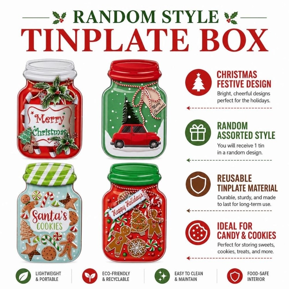 金属製クリスマス缶箱（蓋付き）ビスケットチョコレートクリスマ - Tin Container Lid のレビューと価格