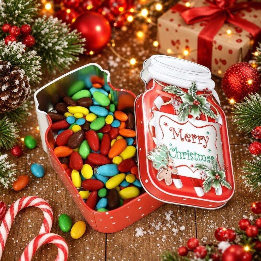 金属製クリスマス缶箱（蓋付き）ビスケットチョコレートクリスマ - Tin Container Lid のレビューと価格