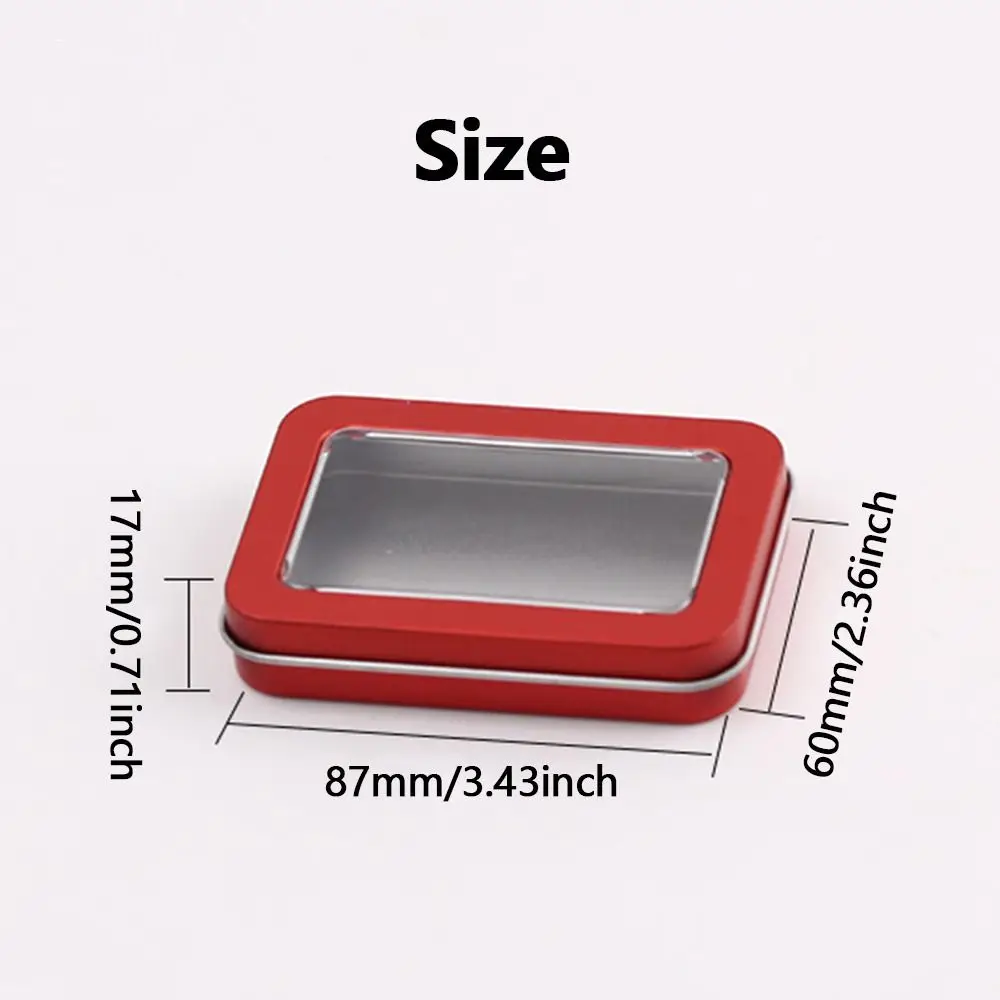透明窓付きの蓋が付いた、多色のブリキ製ジュエリーボックス。長 - Tin Container Lid のレビューと価格