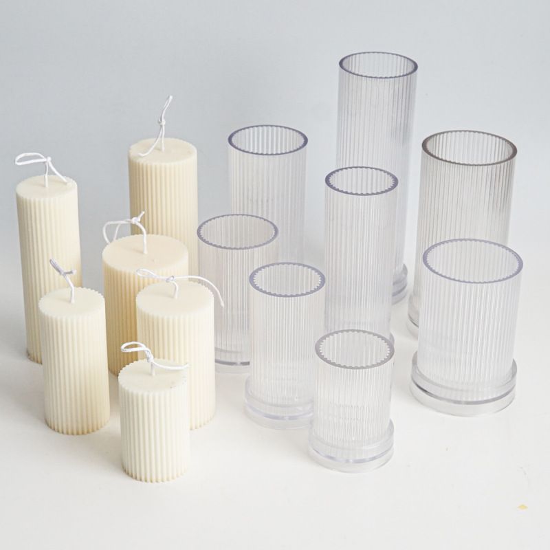 新しいDIYピンストライプ模様の円筒形キャンドル用プラスチッ - Candle Making Kits のレビューと価格