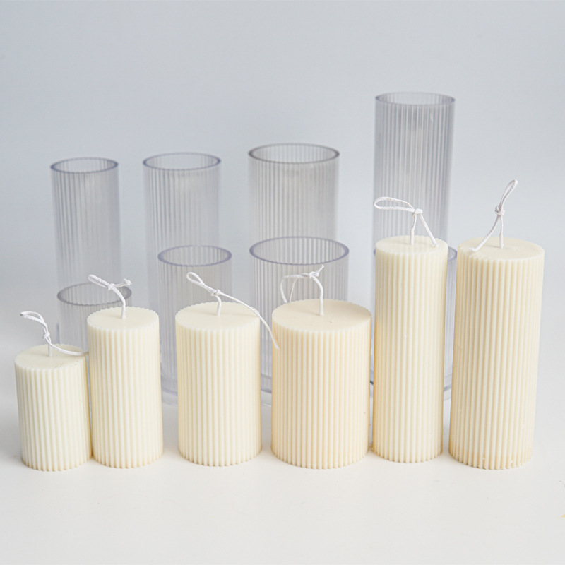 新しいDIYピンストライプ模様の円筒形キャンドル用プラスチッ - Candle Making Kits のレビューと価格