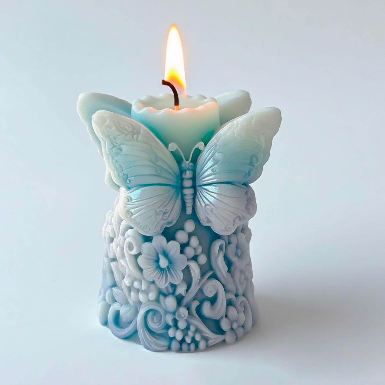 3D蝶の花レリーフ円柱キャンドル型手作り石鹸石膏型樹脂シリコ - Candle Making Tutorial のレビューと価格